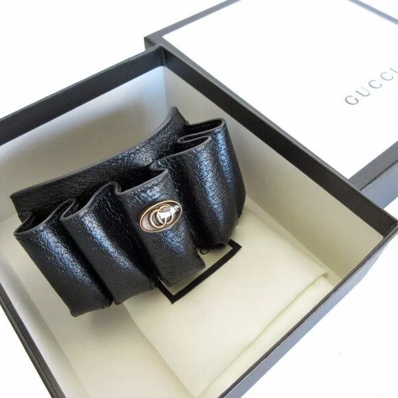 Auth GUCCI Lip case black leather - Picture 3 of 16
